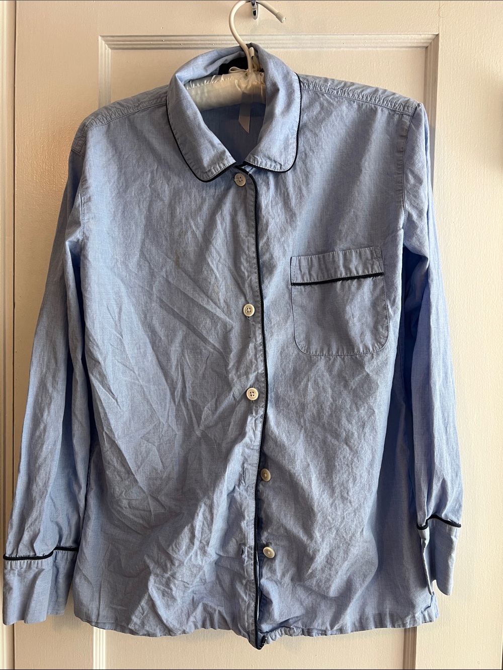 J. Crew Light Blue Pajama Top with Black Piping